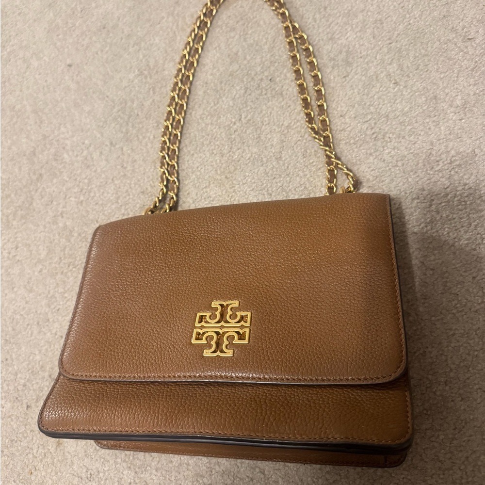 Tory Burch Brown Leather Chain Shoulder Bag